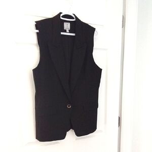 Tristan Women's Black Single Button Sleeveless Jacket French Tailoring Medium